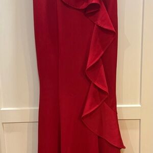 Elegant Red Ruffle Skirt